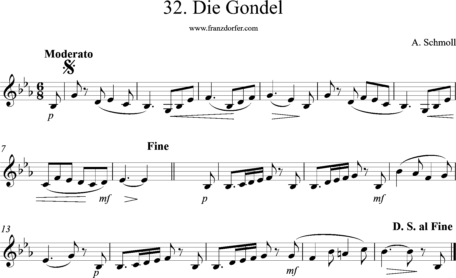 clarinet sheet, die Gondel, eb-low